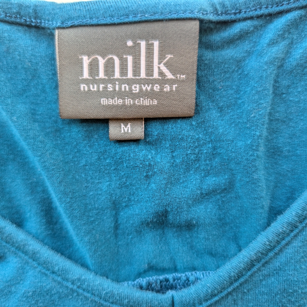 Milk Nursingwear Top Shirt Womens Medium Blue Long Sleeve‎ Soft Jersey Knit - Picture 6 of 6